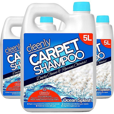 Cleenly Carpet Shampoo Cleaner Solution (15 Litres) - Ocean Splash Fragrance - Safe For All Carpet Cleaning Machines