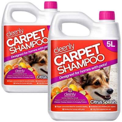 Cleenly Pet Carpet Shampoo Cleaner Solution (10 Litres) - Citrus Splash Fragrance - Safe For All Carpet Cleaning Machines