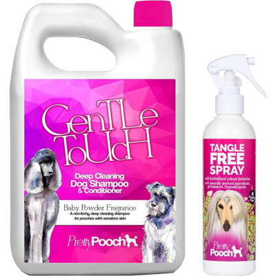 Pretty Pooch Baby Powder Fragrance Dog Shampoo 2 Litres & Tangle Free Detangling Spray 250Ml from B&Q