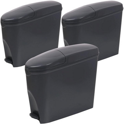 Pro-Kleen Sanitary Bin 20L Slimline Washrooms Toilets Hygienic Disposal Pedal Container Bins For Female Ladies And Baby Hygiene Products X3 from B&Q