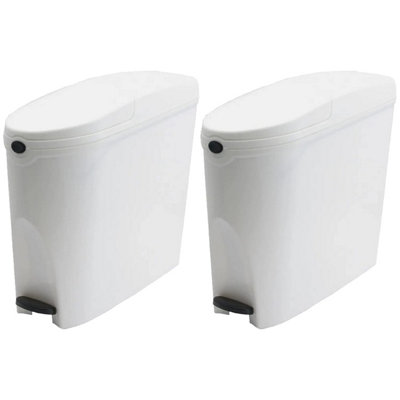 Pro-Kleen Sanitary Bin 20L Slimline Washrooms Toilets Hygienic Disposal Pedal Container Bins For Female Ladies And Baby Hygiene X2 from B&Q