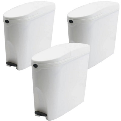 Pro-Kleen Sanitary Bin 20L Slimline Washrooms Toilets Hygienic Disposal Pedal Container Bins For Female Ladies And Baby Hygiene X3 from B&Q