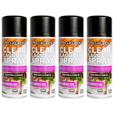 Pro-Kleen Clear Gloss Lacquer Spray 400Ml X4 Protects & Seals Fast Drying Formula from B&Q