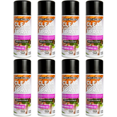 Pro-Kleen Clear Gloss Lacquer Spray 400Ml X8 Protects & Seals Fast Drying Formula from B&Q