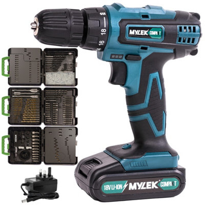 Mylek Vcb Cordless Drill With Mylek 4Orce 204 Piece Accessory Kit from B&Q
