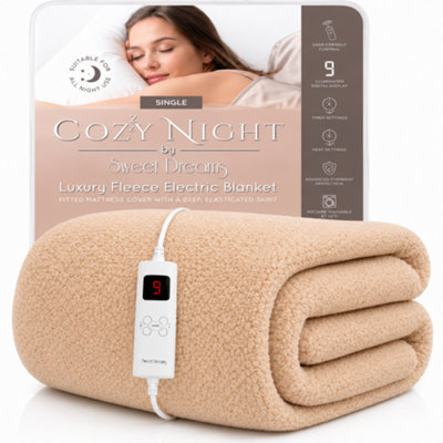 B&Q -  Single Size Electric Heated Blanket Mattress Soft Fleece Throw 9 Heat And 9 Timer Settings Dual Controller Washable