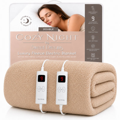 Sweet Dreams Double Electric Heated Blanket Mattress Soft Fleece Throw Heat And Timer Settings Dual Controller Washable Size 9