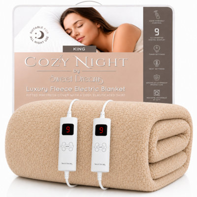 Sweet Dreams King Electric Heated Blanket Mattress Soft Fleece Throw Heat And Timer Settings Dual Controller Washable Size 9