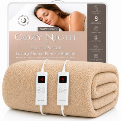 Sweet Dreams Superking Electric Heated Blanket Mattress Soft Fleece Heat And Timer Settings Dual Controller Washable Size 9