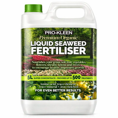 Pro-Kleen 5L Liquid Seaweed Fertiliser Ascophyllum Seaweed Extract For Grass Vegetables Fruit Flowers Shrubs Lawns Trees from B&Q