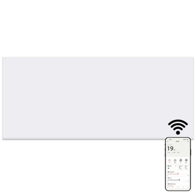 B&Q -  Panel Space Heater White 2Kw EcoSmart And Wifi App Slimline Low EnergyWall MountedBathroom Ipx4