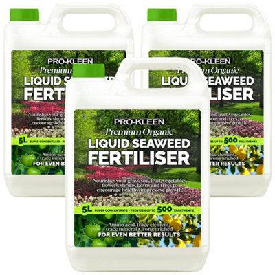 Pro-Kleen 15L Liquid Seaweed Fertiliser Ascophyllum Seaweed Extract For Grass Vegetables Fruit Flowers Shrubs Lawns Trees from B&Q