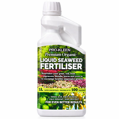 Pro-Kleen Organic Liquid Seaweed Fertiliser 1L Ascophyllum Seaweed Extract For Grass Vegetables Fruit Flowers Shrubs Lawns from B&Q