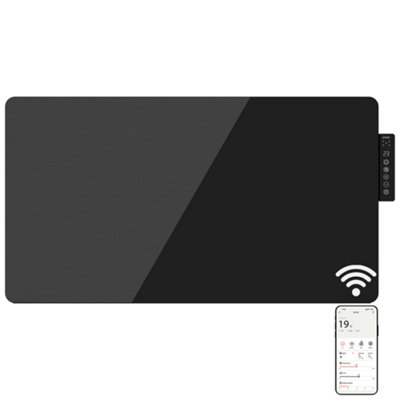 Mylek Radiator Glass Panel Heater In Wifi Enabled Smart With App 2000W Black