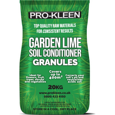 Pro-Kleen Garden Lime Soil Conditioner Granules 20Kg Granular Limestone Increases Ph Levels To Neutralise Soil Fast Acting from B&Q