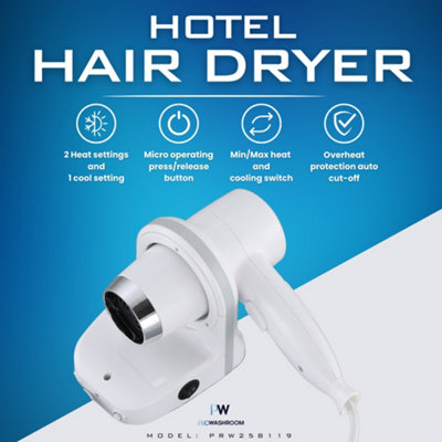 Mylek Pro Washroom Hotel Hair Dryer 800W from B&Q