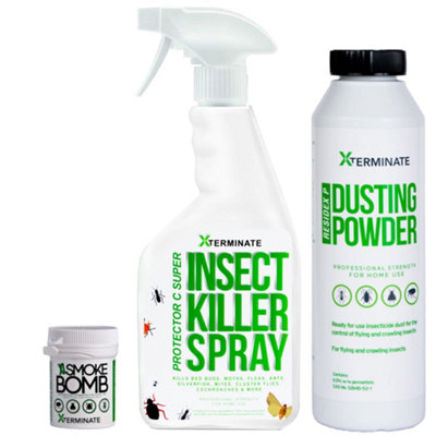 Xterminate Insect Killer Treatment Kit With Insect Killer Spray 1 X 1L1 X 11G Fumer 1 X 400G Dusting Powder from B&Q