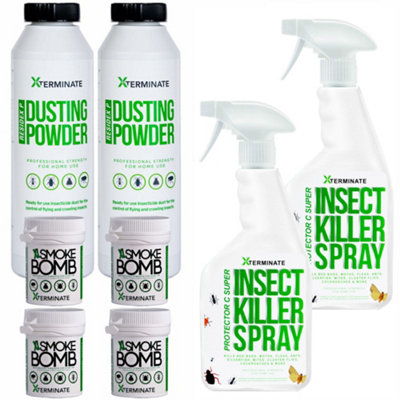 Xterminate Insect Killer Treatment Kit 2 To 3 RoomInsect Killer Spray 2 X 1L4X Fumers2 X Dusting Powder 400G from B&Q