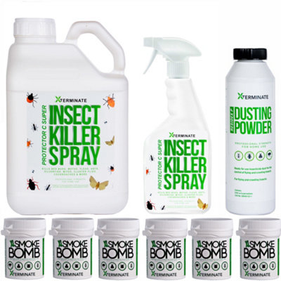 Xterminate Insect Killer Spray 1 X 1L1 X 5L6X Fumer2 X Dusting Powder 400G For 2 Large Rooms from B&Q