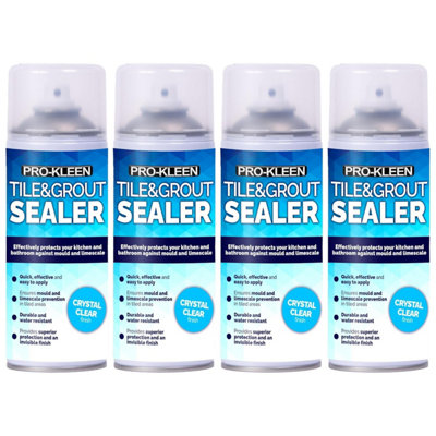 Pro-Kleen Tile & Grout Sealer 400Ml X4- Waterproof Protection Against MouldMildew & LimescaleSeals & Protects from B&Q