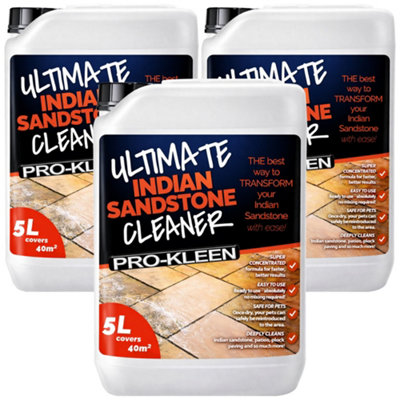 Pro-Kleen Ultimate Indian Sandstone Cleaner Removes DirtGrimeBlack SpotsStains & More Restores Colour Child & Pet Safe 15L from B&Q