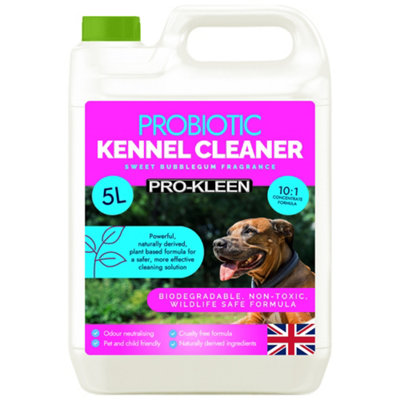 Pro-Kleen Probiotic Kennel Cleaner 5LCleans & Neutralises OdoursBiodegradableNon-ToxicWildlife & Pet Safe Bubblegum from B&Q