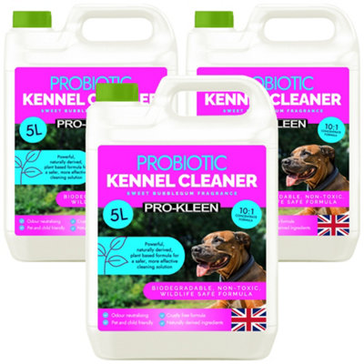 Pro-Kleen Probiotic Kennel Cleaner 15LCleans & Neutralises OdoursBiodegradableNon-ToxicWildlife & Pet Safe Bubblegum from B&Q