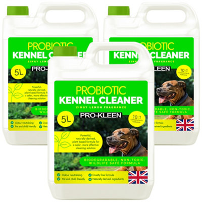 Pro-Kleen Probiotic Kennel Cleaner 15LCleans & Neutralises OdoursBiodegradableNon-ToxicWildlife & Pet Safe Lemon from B&Q