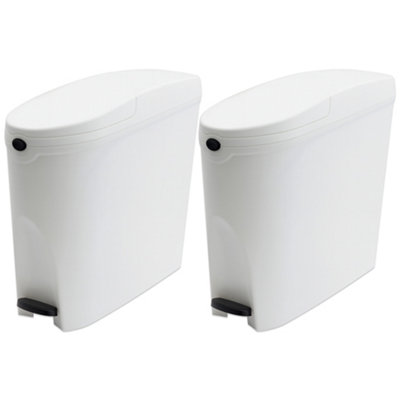 Pro-Kleen Sanitary Bin 20L X2 WhiteSlimline Washrooms Toilets Hygienic Disposal Pedal Bins from B&Q