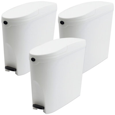 Pro-Kleen Sanitary Bin 20L X3 WhiteSlimline Washrooms Toilets Hygienic Disposal Pedal Bins from B&Q