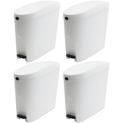 Pro-Kleen Sanitary Bin 20L X4 WhiteSlimline Washrooms Toilets Hygienic Disposal Pedal Bins from B&Q