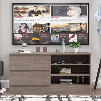 Fwstyle Rustic Oak 2 Drawer 2 Shelf Large Tv Unit
