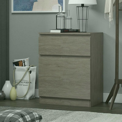 FWSTYLE Narvik 1 Door 1 Drawer Storage Unit Bedside Rustic Oak from B&Q