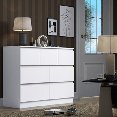 B&Q -  Stora White 7 Drawer Merchant Chest (H) 86Cm (W) 106Cm (D) 40Cm Extra Deep Drawers