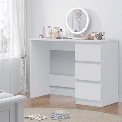Fwstyle Unisex White Matt Vanity Makeup Dressing Table Desk W/ 3 Deep Drawers - Image 6