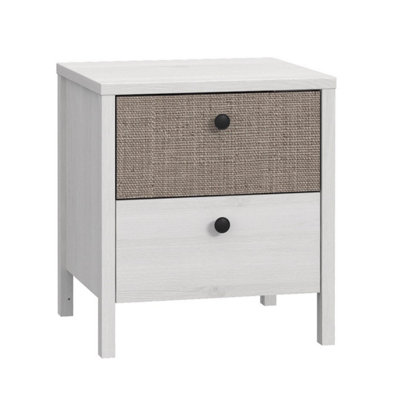 Fwstyle Moondust Snowy Oak Kalamos 2 Drawer Bedside Cabinet