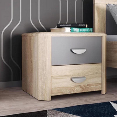 Fwstyle Yoop 2 Drawer Bedside Cabinet Sonoma Oak