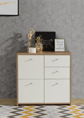 Fwstyle White Modern Matt Sonoma Oak Storage Unit