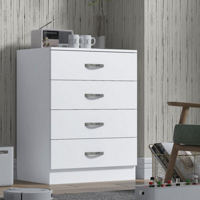 B&Q -  Tunis White 4 Drawer Chest (H) 90Cm (W) 70Cm (D) 41Cm
