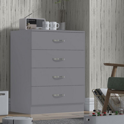 Fwstyle Grey Drawer Matt Chest Of Drawers Bedroom Size 4 B&Q
