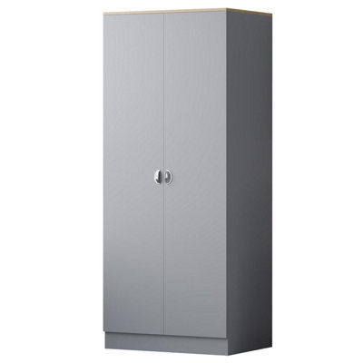 2 Door Wardrobe Modern Storage Solution Bedroom Furniture Cup Handles Matt Grey - Image 8