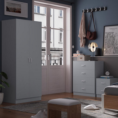B&Q -  3 Piece Bedroom Furniture Set Matt Grey Finish