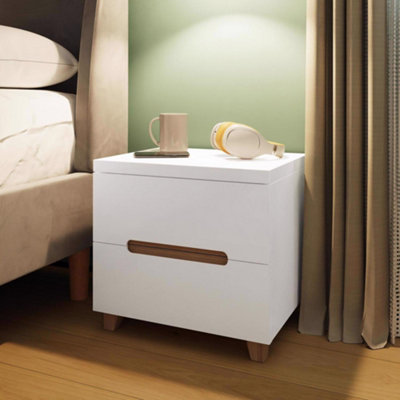 Fwstyle Veloce 2 Drawer Gloss Bedside Fast Click Assembly White