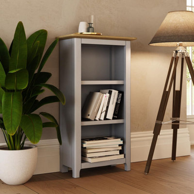 Fwstyle 3 Tier Oak Veneer Bookcase Grey