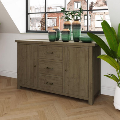 B&Q -  Large 3 Drawer 2 Door Sideboard Solid Natural Reclaimed Pine