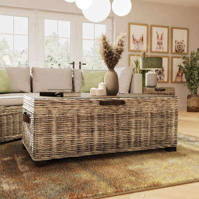 B&Q -  Assembled Lift Up Storage Coffee Table Kubu Rattan Pine