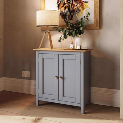 B&Q -  Taberno 2 Door Sideboard Storage Cabinet Dove Grey & Oak (H) 67 (W) 65 (D) 33Cm