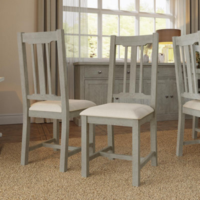 FWSTYLE Set Of 2 Solid Reclaimed Pine Dining Chairs Limewashed Finish from B&Q