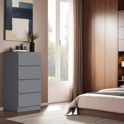 Fwstyle 4 Drawer Chest Of Drawers Bedroom Furniture Dark/Grey