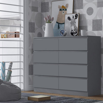 Fwstyle Stora Dark Grey 8 Drawer Chest (H) 99Cm (W) 110Cm (D) 40CmExtra Deep 14Cm Drawers from B&Q